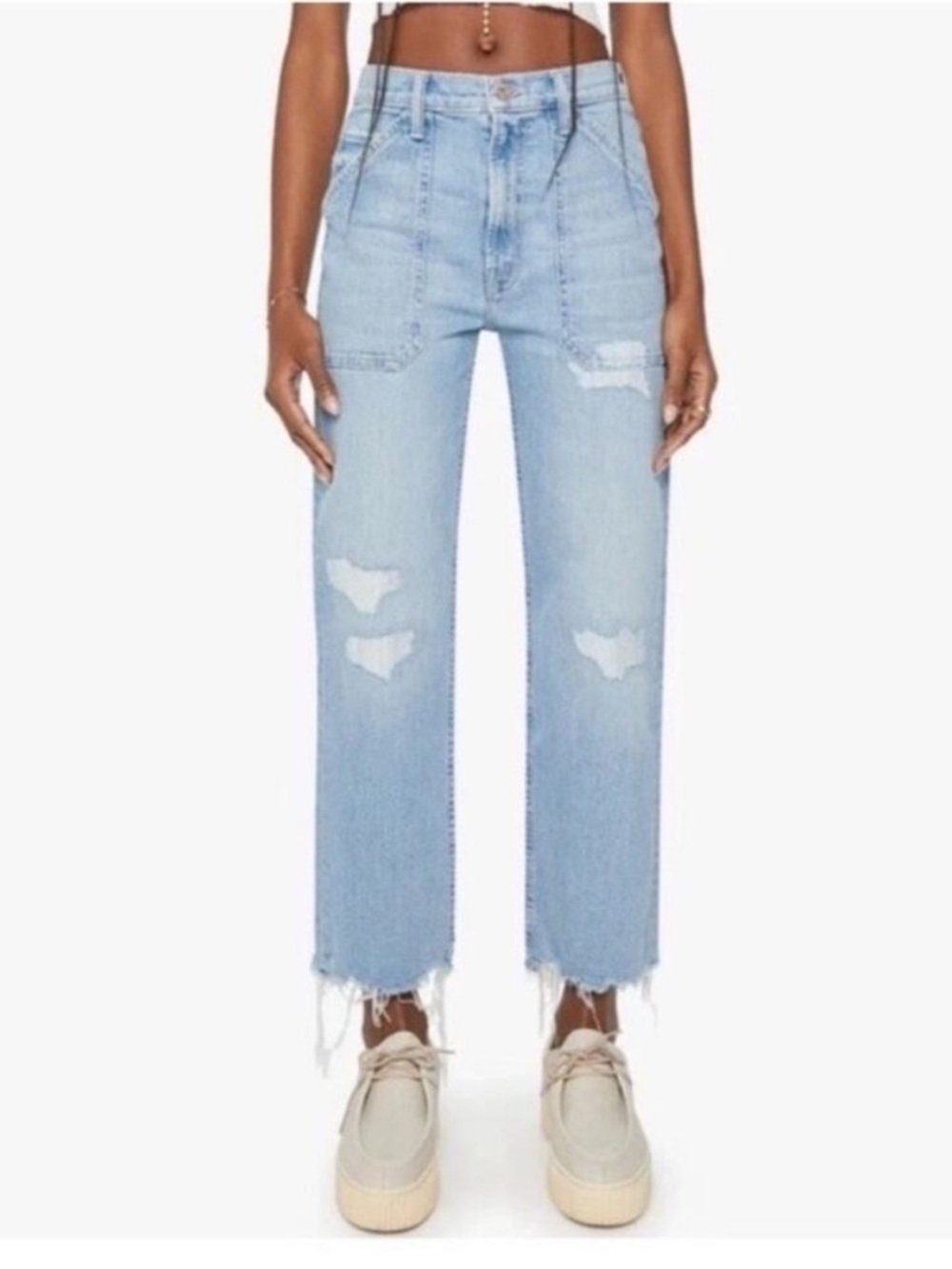 MOTHER Norway Jose Wash The Patch Rambler Ankle Chew Crop Jeans Sz. 26